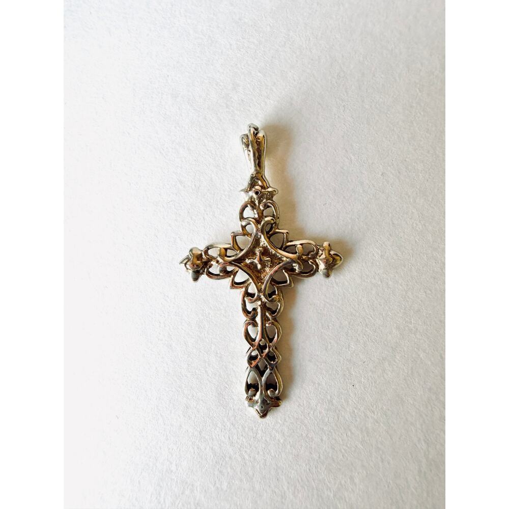 Vintage Style Sterling Silver Filigree Cross Pendant Gothic Openwork 925 - Picture 2 of 9